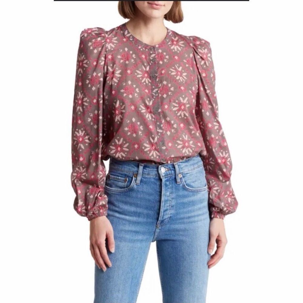 Current Elliot The Settler Floral Cotton Blouse Sz XS NWT